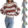 Women Striped Color Block Sweater Knitwear Patchwork Pullover Tops