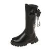 Children's Autumn Boots Solid Color Girls High Boots School Black Beige Versatile Kids Tassels Long Boots Matte Leather Zipper