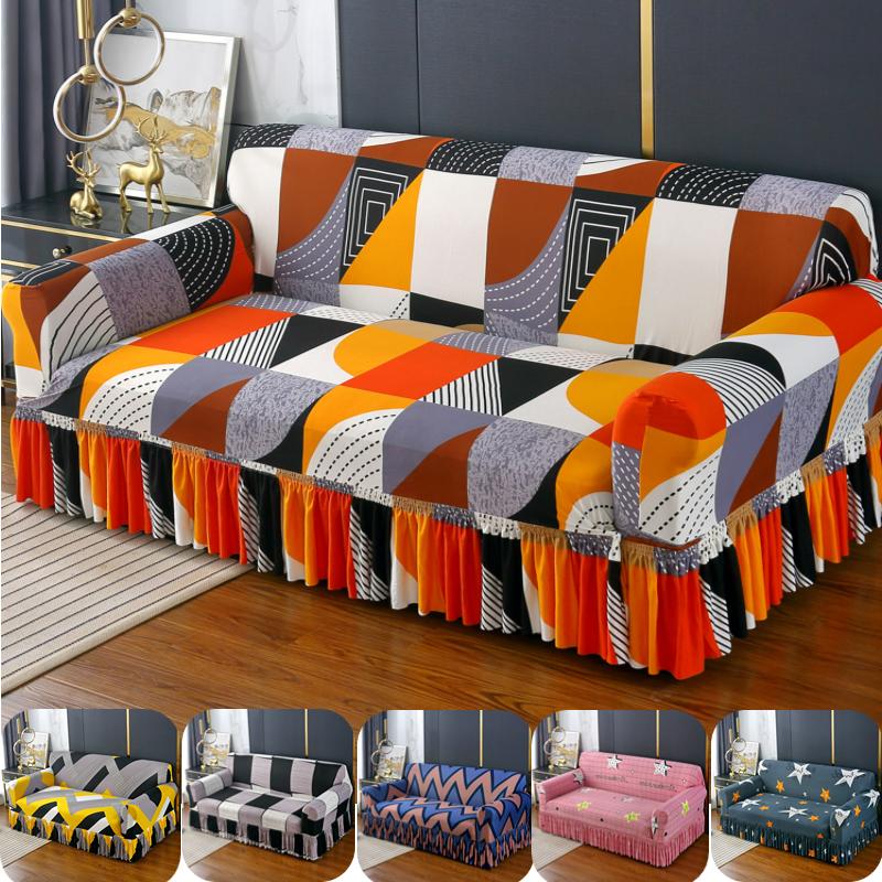 1 /2 /3 /4 Seat Geometric Sofa Cover Stretch Sofa Cover For Living Room L Shaped Chaise Longue Couch Slipcovers Furniture Protector