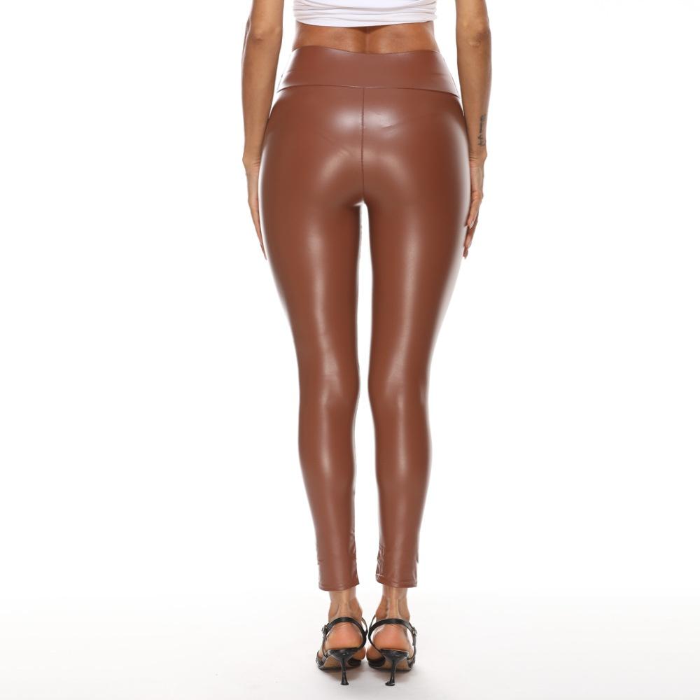 Leather Pants for Women Stretchy High Waist Leather Leggings Sexy Hip Lifting Casual Pencil Pants