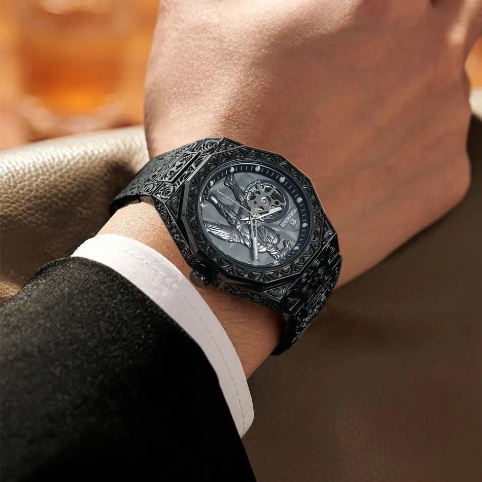 Men's Business Fashion Mechanical Watch Top Brand Automatic Mechanical Stainless Steel Clock Gifts for Men