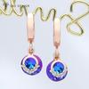 Fashion Elegant Rose Gold Color Colorful Round Drop Earrings For Women Wedding Luxury Fine Jewelry Gift Cubic Zirconia Eardrop