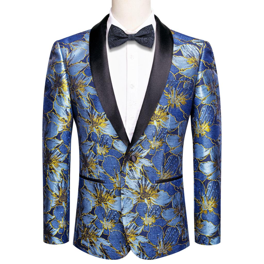 Mens Floral Tuxedo Dinner Jacket Regular Fit Shawl Lapel Paisley Prom Party Suit