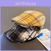 Color Grid Clashing Classic Wool Felt Newsboy Hat Color Blocking Fall Use Winter