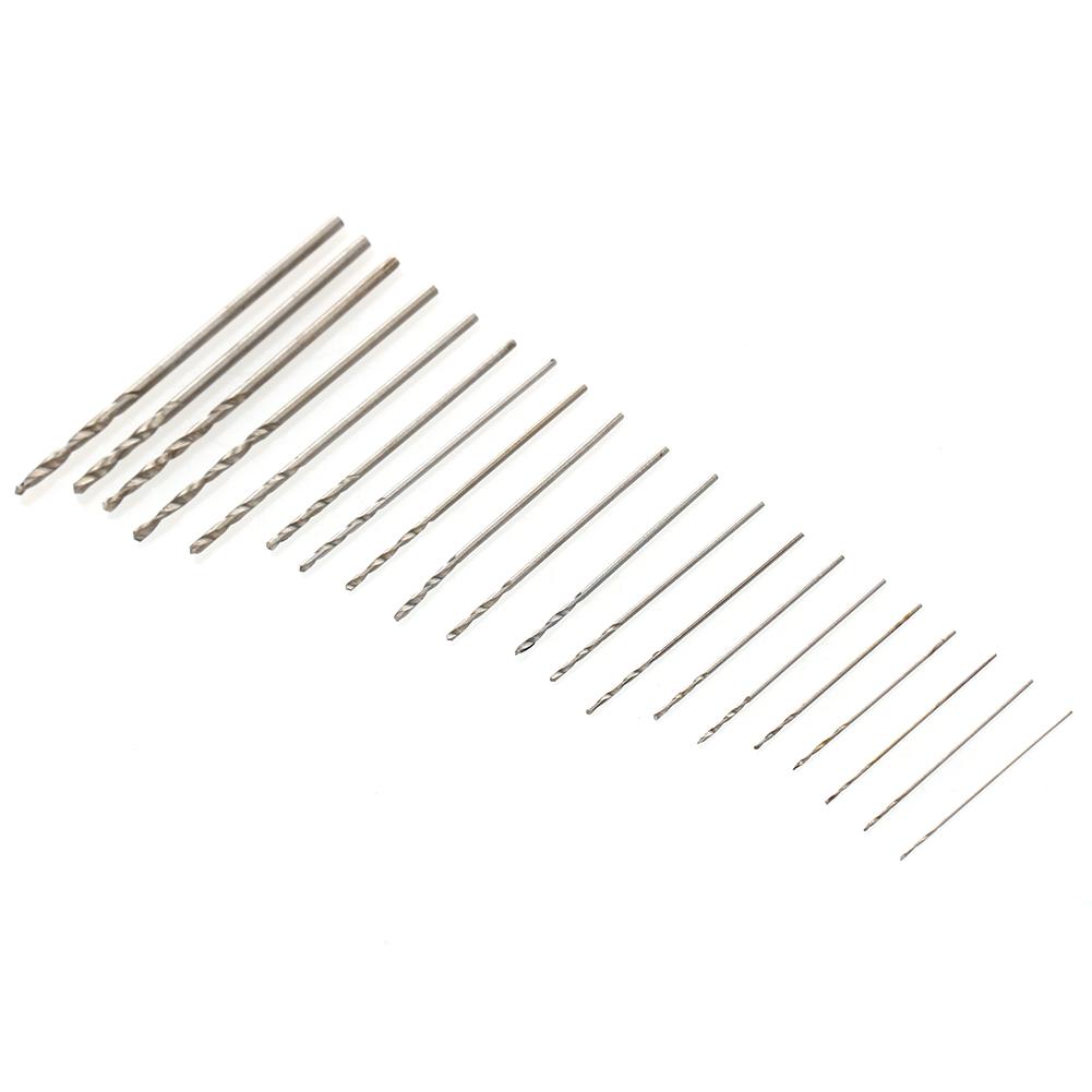 20Pc Mini HSS Drill Twist High Speed Steel Small Set For Wood Drilling In Case