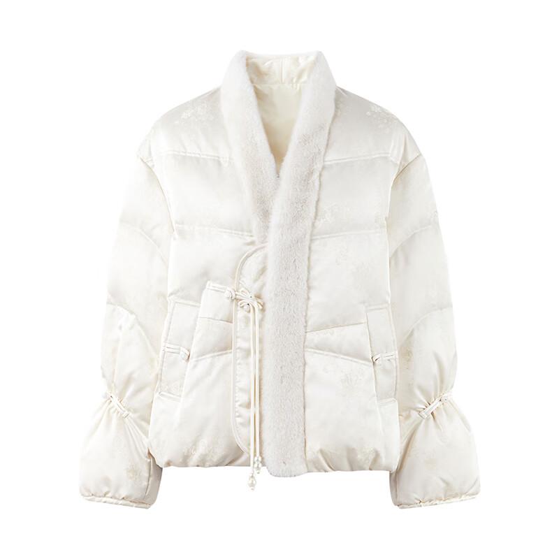 Qiushui Yiren Women's New Chinese Style Satin Down Jacket