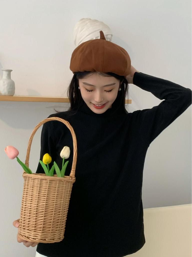 Women's Two-Way Beret: Stylish, Warm Autumn/Winter Octagonal Hat with Brim for a Slimmer Face.