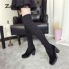 2025 Winter Warm Women Boots Ladies Knee High Shoes Thick Knitted High Heel Boots Round Top Women High Boots Big Size 35-40