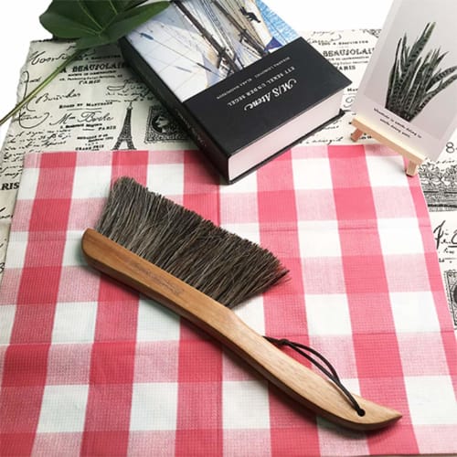 AMERWASH PLUS Counter Brush, Furniture, Drafting, Patio, Bed, Fireplace, Woodworking Cleaning, Horsehair Duster, Wooden Handle Shop Brush, Hand Broom
