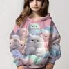 3D Furry Candy Kitty Graphic Hoodies Girls Cute Pullover Kids Gift