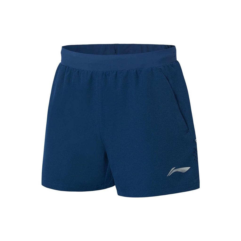 Lining Solid Color Logo Straight-Leg Quick-Dry Sports Shorts Men Bottoms Blue AAPT021-1