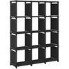 Display Shelf - VIDAXL - 12 Cubes - Black - Fabric and Steel - Contemporary Design