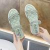 Two Sandals Women's Fashion Wear 2025 New Summer Flat-bottomed Rhinestone Shoes Internet Celebrity Soft-soled Jelly Shoes First Women's Shoes