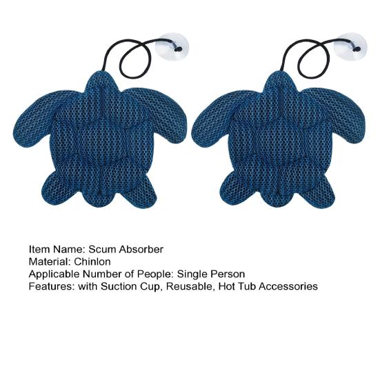 1/2Pcs Turtle Hot Tub Scum Absorber with Suction Cup Reusable Spa Hot Tub Cleaner Swimming Pool Floating Oil Absorbing Filtering Scum Sponge