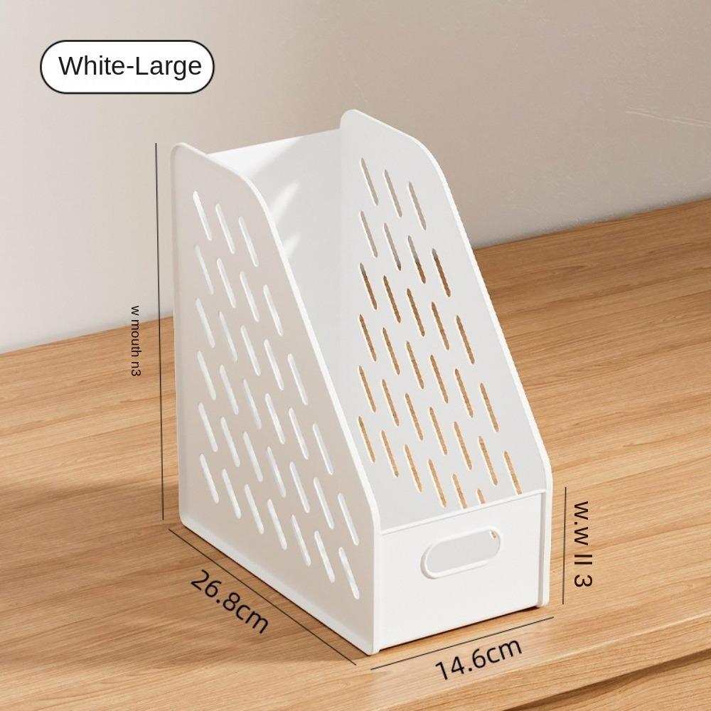 Large Capacity Bookend Stand Hollowed-out File Document Organizer Rack  for Home Office