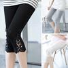 Cropped Leggings High Waist Butt Lifting Lace Spliced Yoga Pants Solid Color Elastic Tights Women Leggings
