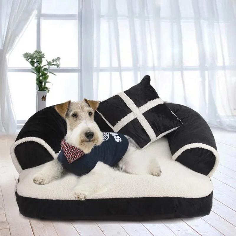 Cute Warm Double-Cushion Dog Bed Cotton Soft Sofa Pet House Dog Cat Beds Dog Kennel Pet Mat