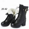 2025 Winter Leather Women Winter Boots Thick Wool Warm Women High-heeled Genuine Boot High-quality Female Snow Boots Women Shoes