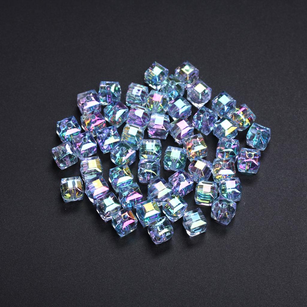 Crafts Beads for Jewelry Making Loose Earrings Bracelet Pendants 8mm DIY Part Resin Czech Crystal Cube Square Faceted 20pcs/bag UV Plated