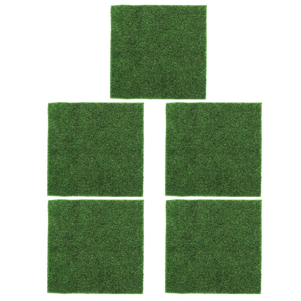 5Pcs SquareShaped Garden Artificial Grass Lawn Turf DIY Miniature Landscape Decoration 30x30cm