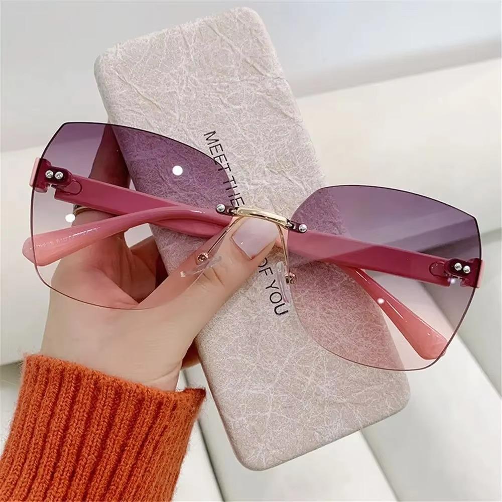 Vintage Rimless Sunglasses Gradient Sunglasses Women Shades Fashion UV400 Eyewear Frame Sun Glasses Ladies Eyeglasses
