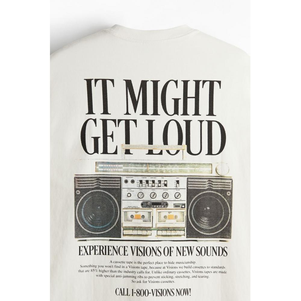 H M Loose FiT PrinT T sHirT creaM iT MigHT geT Loud