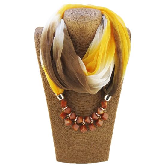 Summer Ladies Scarf Stylish Comfortable Resin Stone Charm Female Necklace Outdoor Wear Sun Protection EMA