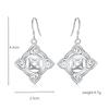 925 Sterling Silver Geometric Pattern Hanging Piercing Earrings Fashionable Wedding Jewelry