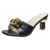Summer Women's Slippers Sandals Shoes Female Golden Metal Chain Ladies Fashion Casual Slides Mules  Indoor Zapato Mujer
