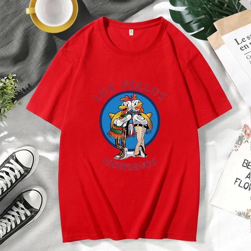 LOS POLLOS Hermanos Funny Printed T-Shirt Men Fashion Casual Short Sleeves Summer Cotton Breathable Tshirt Chicken Brothers Tee