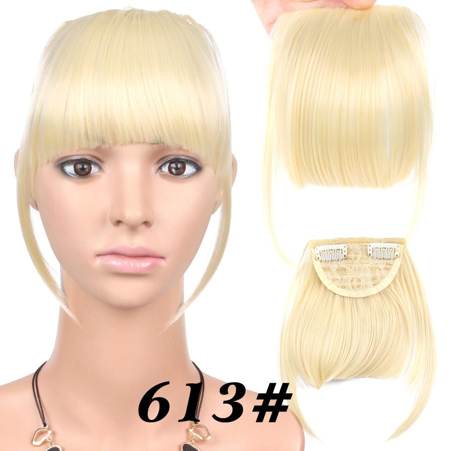 Fringe Bangs Synthetic Hair Extensions Clip In Bangs 6 Inch Short Straight Hairpiece Front Neat Bang Two Side Blonde