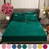 Velvet Queen/King Bed Sheet Protector Fitted Winter Soft Flannel Bed Sheet Bedspread Mattress Cover Non-Slip Twin