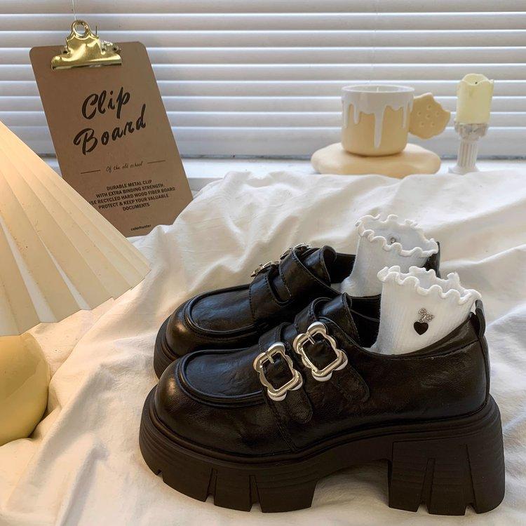 Small Loafers Leather Shoes 2025 Spring New Retro Platform Heightening Fashion British Mary Single Shoes Versatile