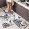 1Pcs Anti Fatigue Kitchen Rugs Butterfly Flowers Print Waterproof Non-Slip Thick Cushioned Kitchen Mat Heavy Duty Comfort Standing Mat for Kitchen