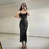 Hottie Sexy Low-cut Satin Split Halter Dress Slim Backless Dress