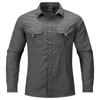 Men's Casual Loose-Fit Long-Sleeve Shirt - Solid Color, Large Size, Autumn Workwear with Pocket