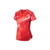 Li Ning Table Tennis Series Moisture Wicking Quick Dry Competition Short Sleeve T-Shirt Women Tops Cherry-Blossom-Red AAYT030-2