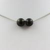 Stones and Minerals. Necklace 2 Black Obsidian Beads 8 Mm. Stainless Steel Chain Necklace Women Men. Custom Size
