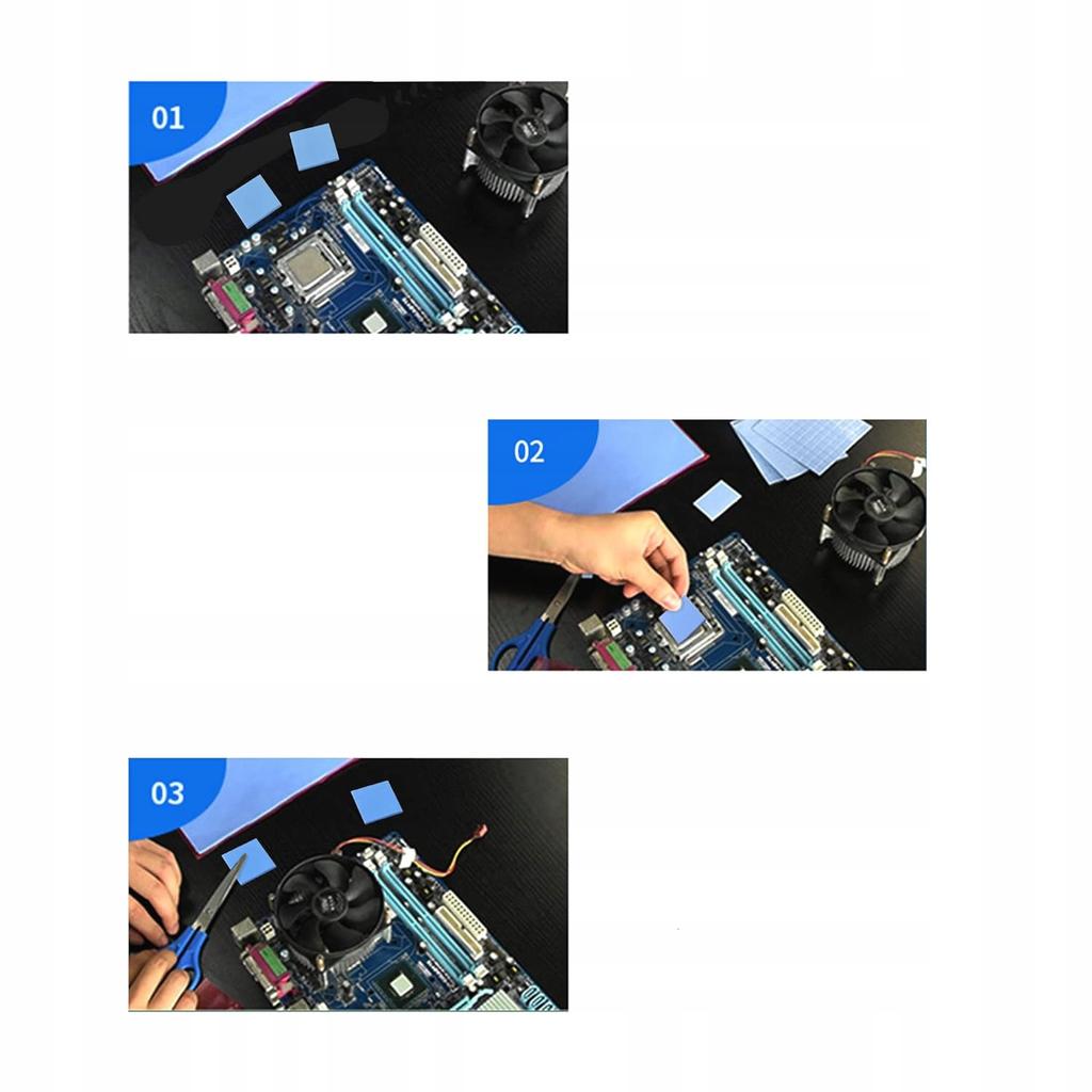 Rosfix Zestaw Thermopadów 100szt. TE-P1 – Podkłady Termoprzewodzące 12x12x1.5mm | Przewodność Cieplna 10W/mK | Odporne Na Temperatury -40℃ Do 200℃
