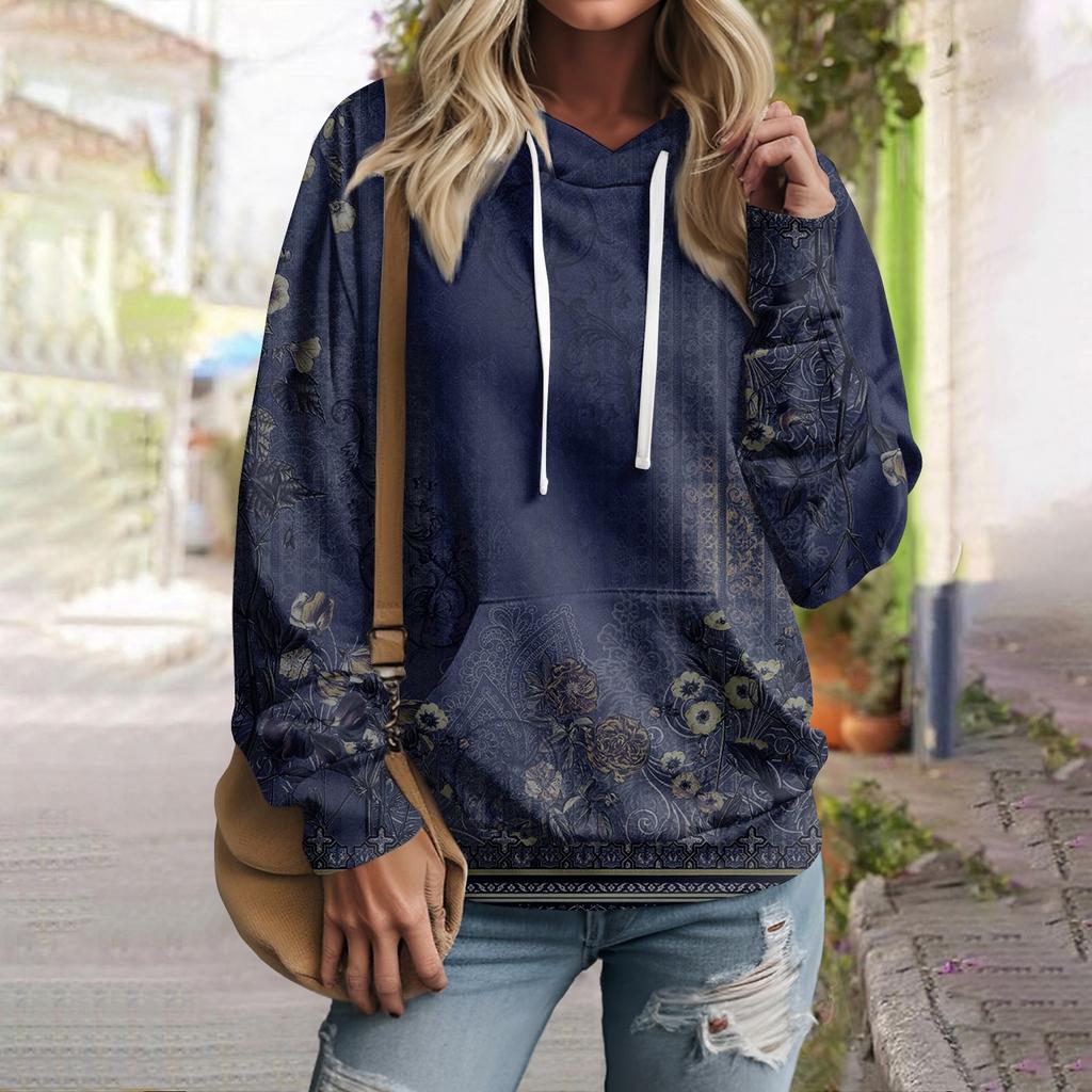 Women's Fall And Winter Printed Pullover Hooded Sweatshirt Long Sleeve Fashion Sweatshirt