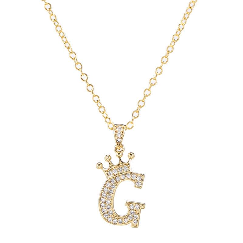 Zircon Crown Necklace New Necklaces Fashion Women's Necklace Pendant Simple English Letter Necklace