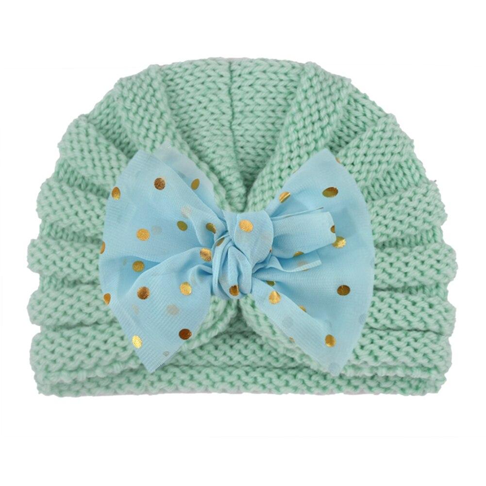 Solid Baby Cotton Cute Bear Ear Bowknot Turban Hats Sweet Soft 0-4T Elastic Caps for Newborn Baby Boy Girls Headwraps