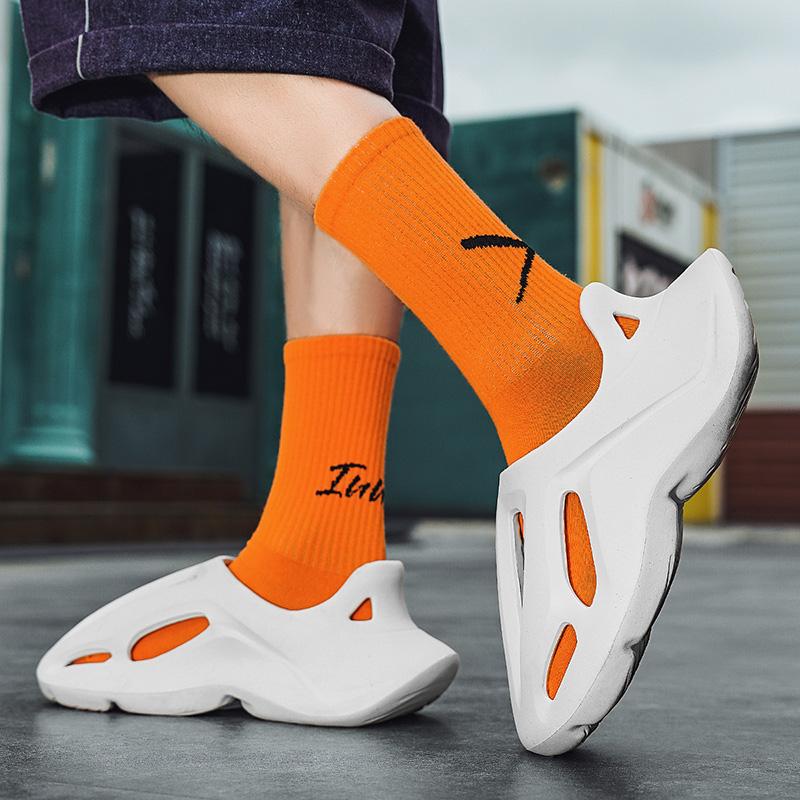 Модные сандалии мужские тапочки летние сандалии из ЭВА мужская обувь брендовые пляжные шлепанцы на платформе унисекс полые сандалии мужская повседневная обувь шлепанцы