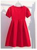 Girls' Red Short-Sleeve Summer Princess Dress