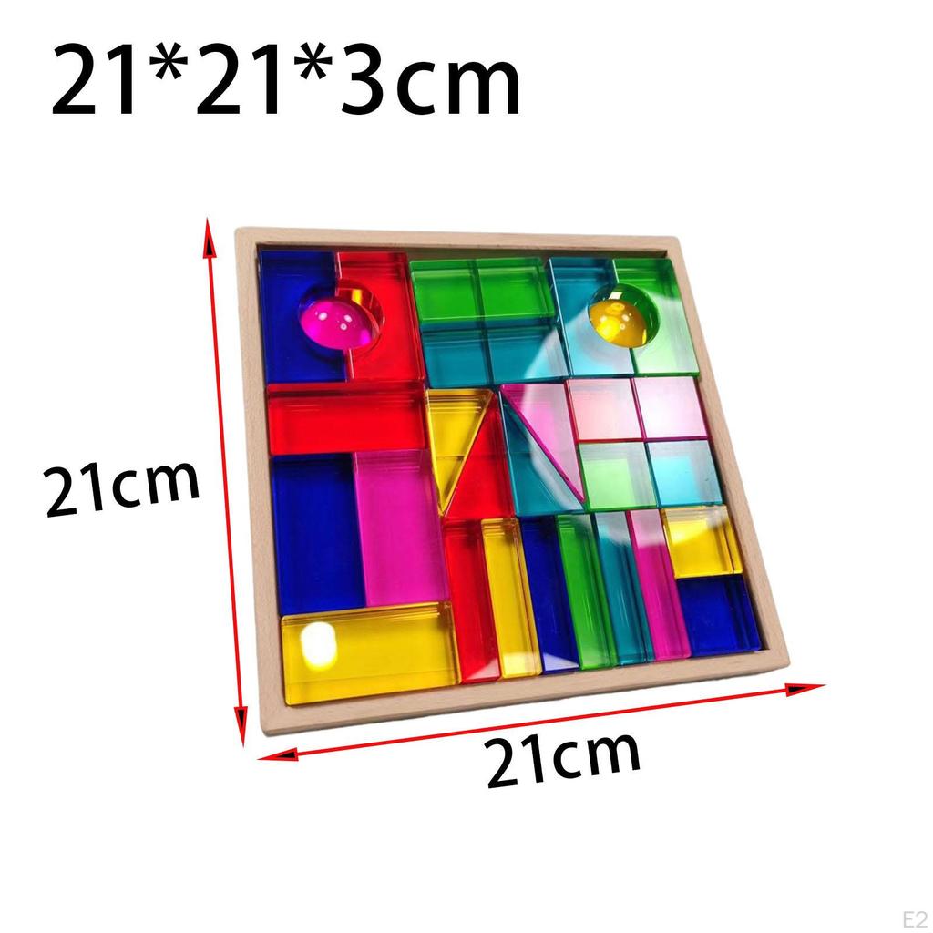 Rainbow GEM Cubes Stacking Toy Cube Blocks Set for Boys Girls Children