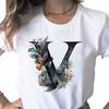 New Women T Shirt Custom Name Letter Combination Print Tshirt Flower Letter Font A B C D E F G Short Sleeve Female Tees Tops