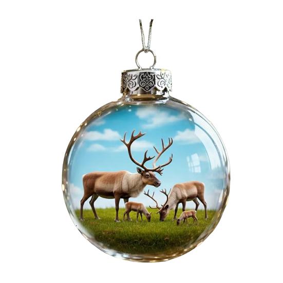 The Reindeer Family Christmas Ball Funny 3D Reindeer Hanging Decoration Plastic Christmas Ball Winter Ornaments for Xmas Tree Indoor Home Decor