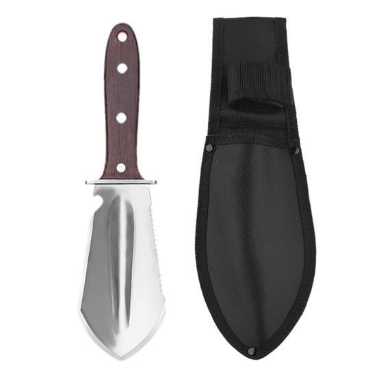 4-in-1 Gardening Trowel with Serrated Edge Stainless Steel Cutter with Wood