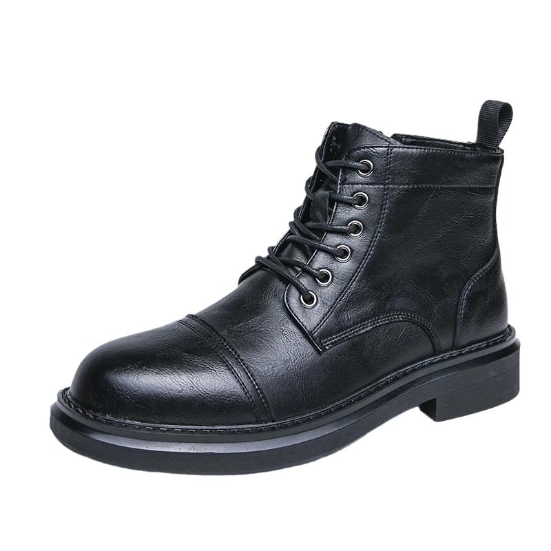 Fashion Fashion Outdoor Men Boots Anti-slip Wearable Boots Lace Up Versatile Male Leather Shoes Business Ankle Boot Dating Loafers Shoes