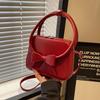 Handbag Bag Women's 2025 New Trendy Sweet Fashion Bow Small Square Bag Versatile Solid Color Shoulder Crossbody Bag